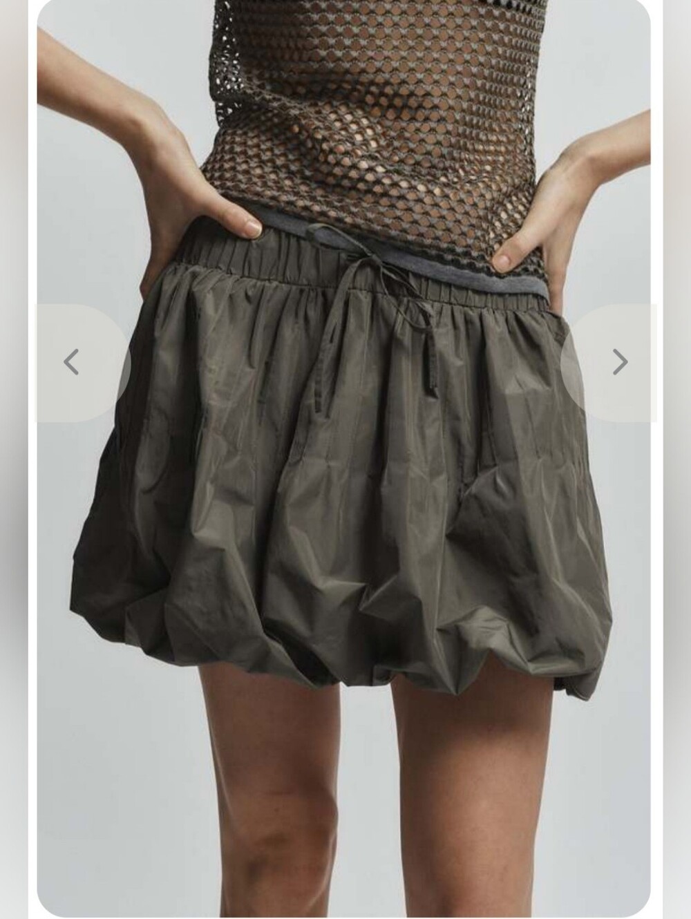 REVOLVE Saint Art Katie Bubble Skirt Olive Sz M $250 Drawstring Waistband